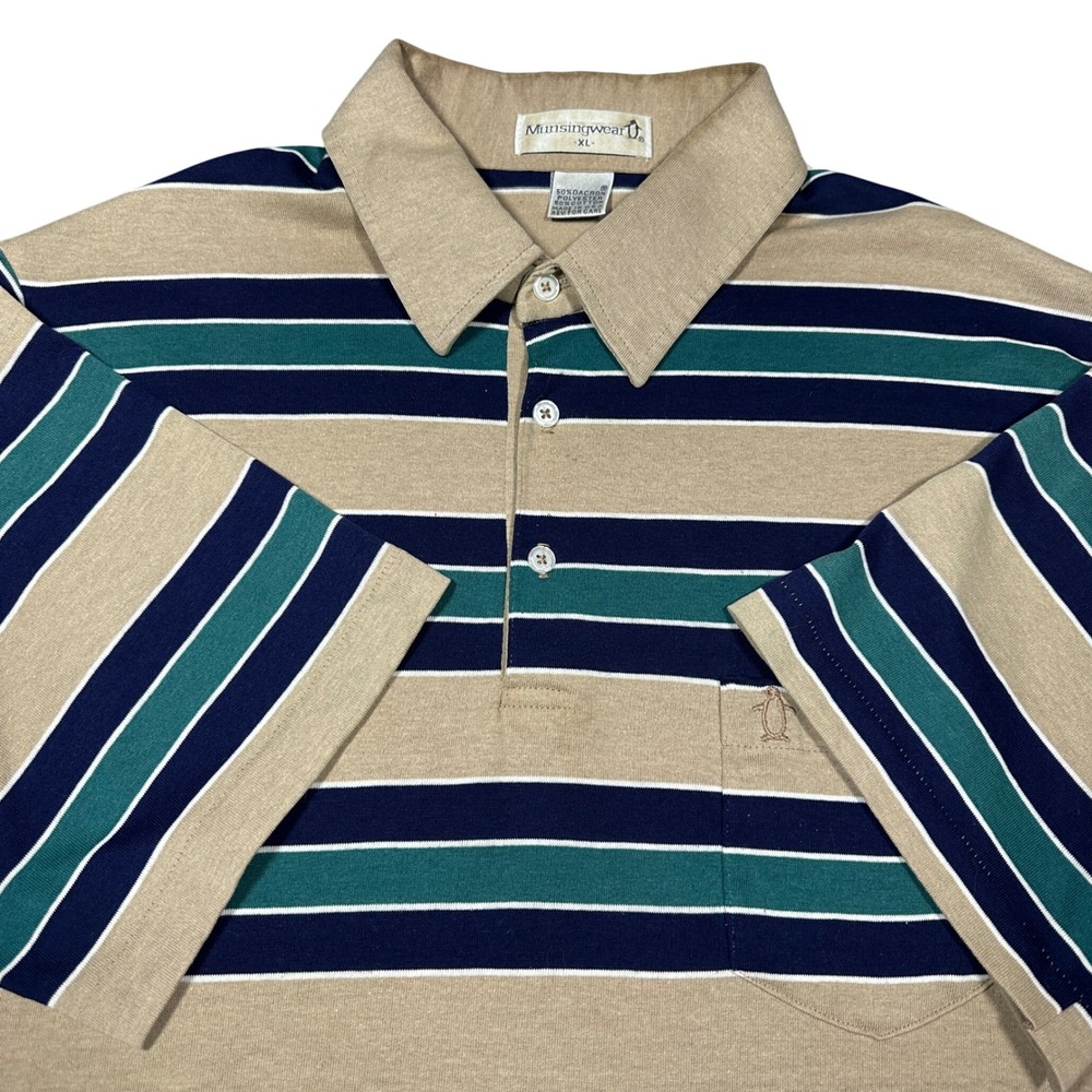 Vintage Single Stitch XL Polo Shirt Munsingwear Striped Color Made in USA